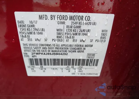 2018 Ford Edge Sel from USA, damaged, VIN 2FMPK4J89JBB04292